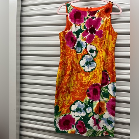 Jones New York Orange and Pink Sheath Dress Size 6 - Picture 2 of 6